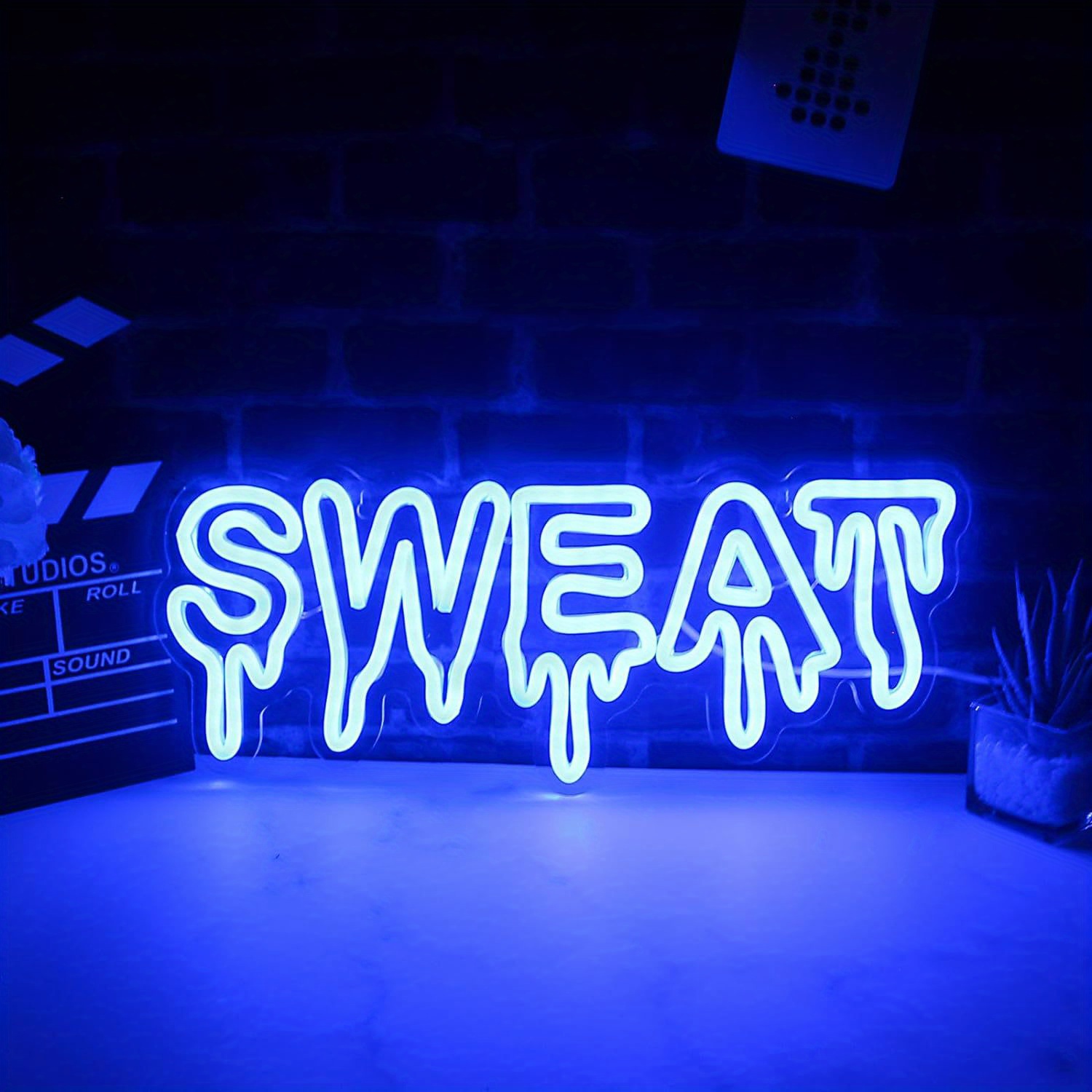 Home Zone Gym - 땀방울 블루 LED 네온사인 헬스장 운동존