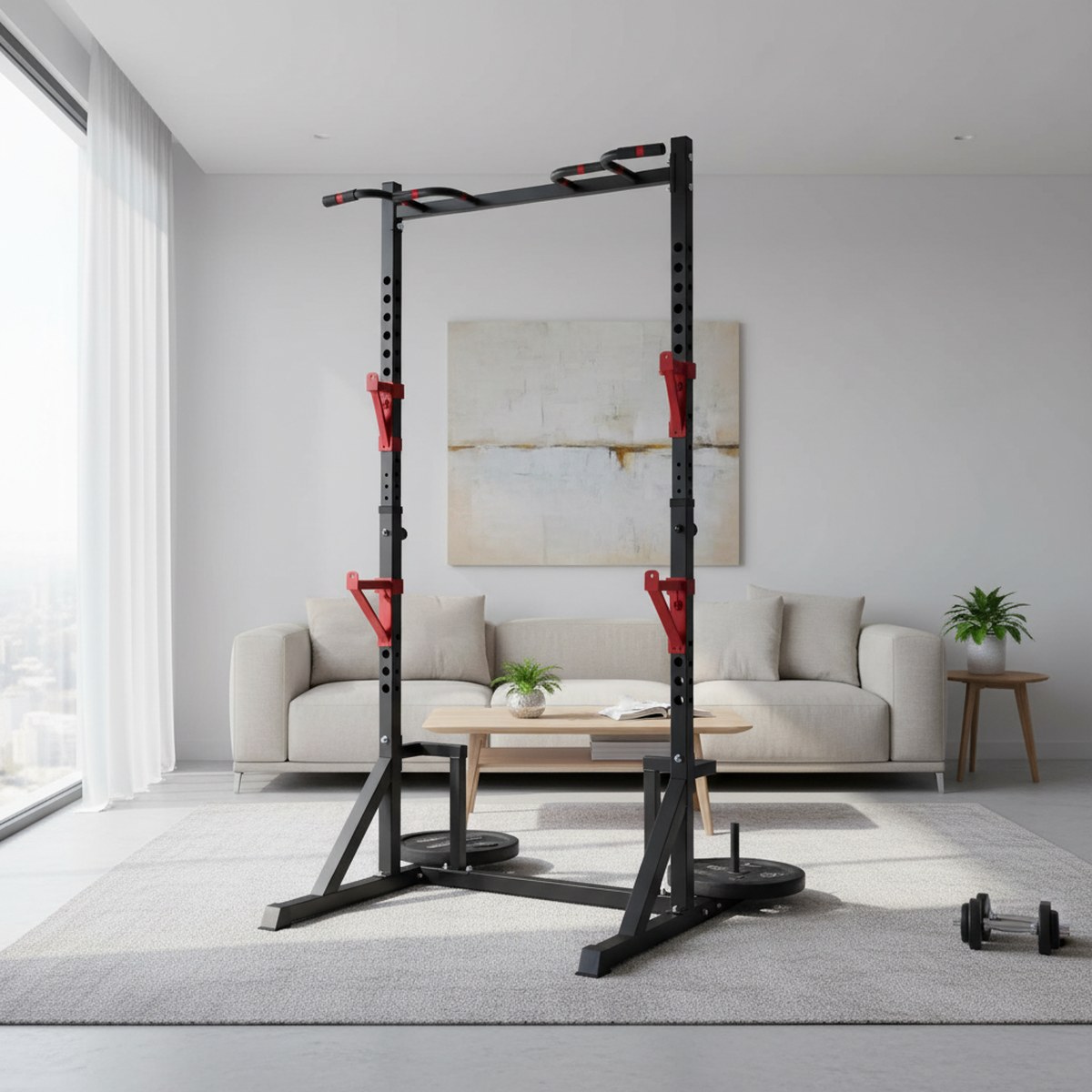 조절 가능한 파워 랙과 풀업 바가 있는 홈짐 스쿼트 스 - Home Gym Pull Up Bar 리뷰 및 가격