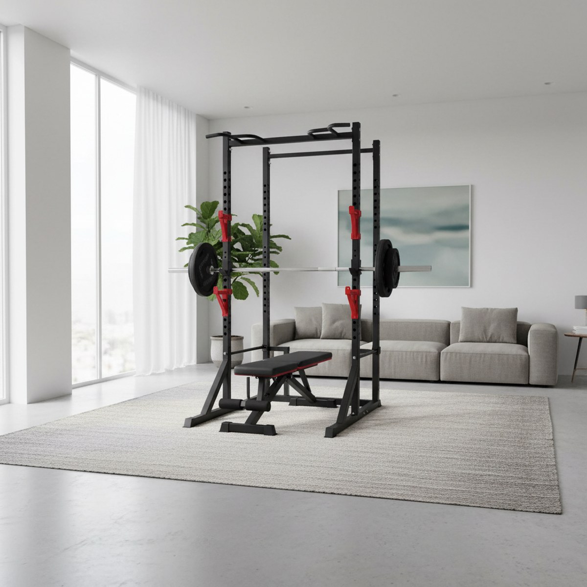 조절 가능한 파워 랙과 풀업 바가 있는 홈짐 스쿼트 스 - Home Gym Pull Up Bar 리뷰 및 가격