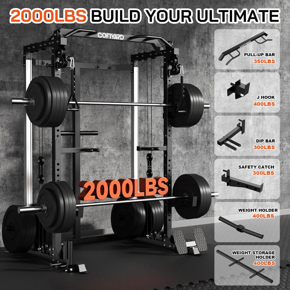 멀티 기능 스쿼트 파워 케이지 랙, 듀얼 풀리 및 케이 - Home Gym Cable Pulley System 리뷰 및 가격