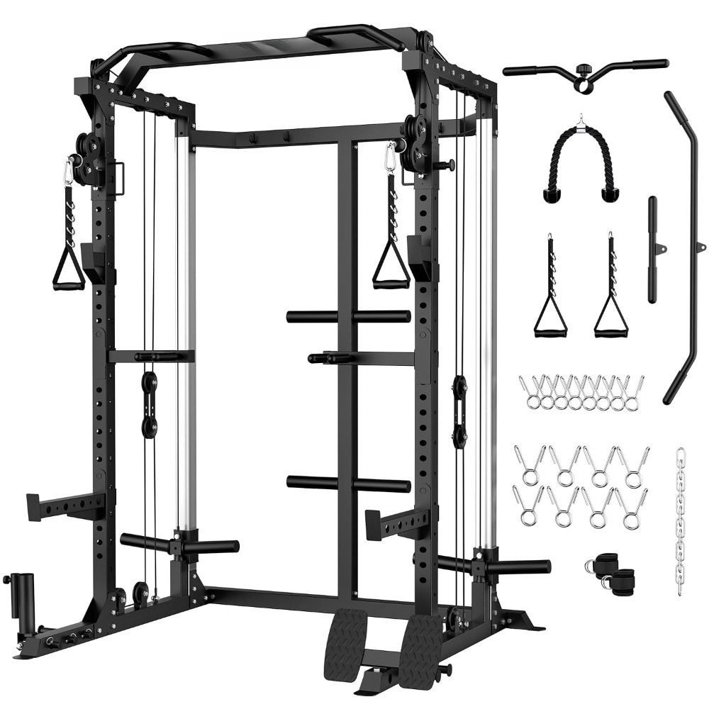 멀티 기능 스쿼트 파워 케이지 랙, 듀얼 풀리 및 케이 - Home Gym Cable Pulley System 리뷰 및 가격